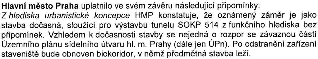 3 K pøedloženému oznámení se v prùbìhu zjiš ovacího øízení vyjádøily následující subjekty:. hlavní mìsto Praha (vyjádøení è.j. 150906 ze dne 17.10.2006). mìstská èást Praha - Slivenec (vyjádøení è.j. 674/2006 A 149 ze dne 27.