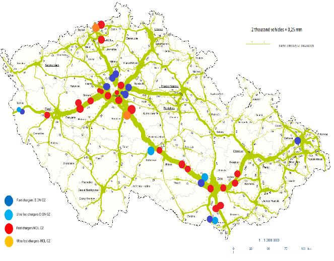 Rozvoj dobíjecí infrastruktury v ČR na TEN-T Současná situace
