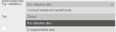 Pracovní doba je platná, když uživatel zaznamená odchod další den po dni, kdy zaznamenal příchod. 3.6.4.4 S ROZPOZNÁNÍM DNE Software bere dny v potaz.