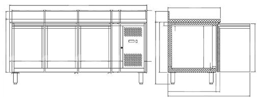 Chladicí stoly a saladety GN 3100 TN Universal s deskou a lemem