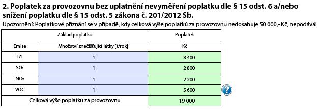 8 a čerpacích stanic FORMULÁŘ F_OVZ_POPL Pokud nebude uplatňováno nevyměření poplatku ani snížení