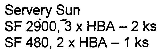 240 3 x HBA (2 x Sun 1 x Qlogic) - 1 ks SF 240 3 x HBA (2 x Sun) - 1 ks Knihovna SL500 4 x L TO + ovládaní robota - 1 ks Záložní výpoèetní støedisko Diskové pole Sun