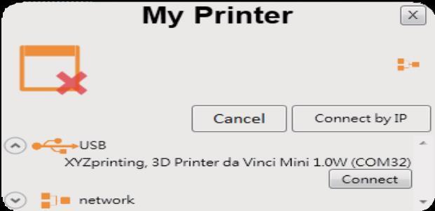 Establish printer connection (Připojit > Vytvořit