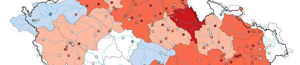 Pouze ojediněle jsou ještě podprůměrné, zejména menší toky v povodí střední a dolní Moravy a středního Labe (25 až 65 % Q I ). Hladiny toků budou i nadále převážně mírně rozkolísané.