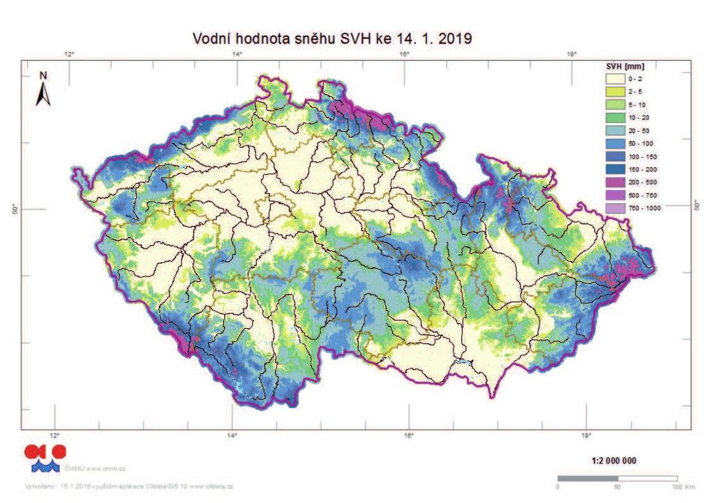 menší hodnoty se místy vyskytovaly v úsecích toků pod vodními díly (330 až 364 d.p.).