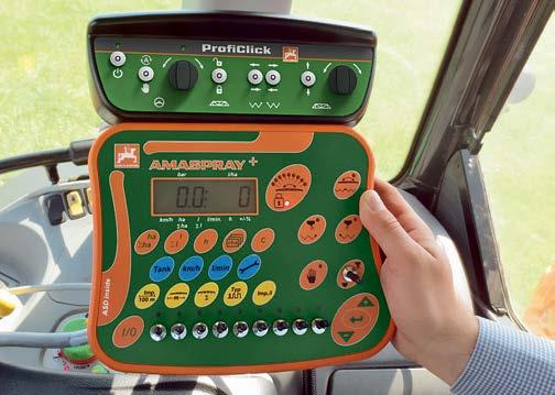 Řízení AMASPRAY + ProfiClick 14 15 ProfiClick Malá a současně komfortní ovládací jednotka Pro ramena a řízení stroje Komfortní připojení ovládací jednotky ProfiClick k počítači AMASPRAY +