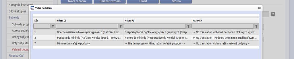 2 Sdělení Komise Rámce pro státní podporu výzkumu, vývoje a inovací (2014/C 198/01) v IS KP14+ uvedeno jako Mimo režim veřejné podpory, viz níže Režim veřejné podpory slučitelné s vnitřním trhem bez