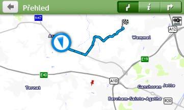 čas příjezdu do cíle Čas V závislosti na trase jízdy se mohou zobrazovat ikony, které poskytují různé informace na obrazovce Mapa.