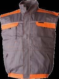 nadstandardní kvalita materiálu, dvě horní kapsy na suchý zip, jedna menší kapsa na telefon na zip, 100% bavlna, 260 g/m 2, reflexní pruhy grey-orange vest, high quality