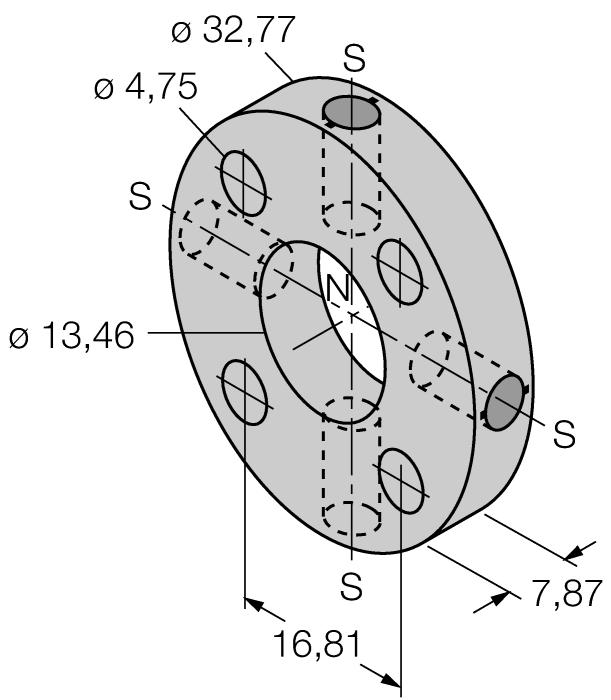 LSPM-SS-R10 6900415 Velký kruhový magnet se zářezem, nerez.