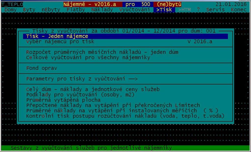 Pokud dojde k překročení nastavených limitů, program provede přepočet podle vyhlášky a odblokuje v menu zobrazení sestavy