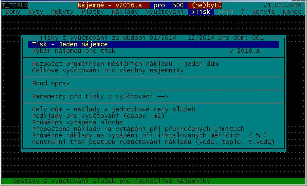 Pokud dojde k překročení nastavených limitů, program provede přepočet podle vyhlášky a odblokuje v menu zobrazení sestavy