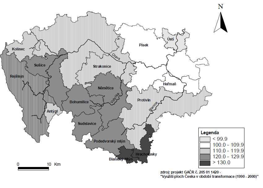 Obr. 5: Vývoj rozlohy lesních ploch