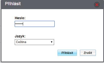 3. Zadejte heslo pro vstup do webové správy modemu.