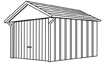 Garáže - sedlová střecha Obvodové stěny "Trapézové / Rovné" s venkovní omítkou ( výběr z 8 barev ) štít nad vratovou, nebo boční stěnou Typ střechy A Vnější rozměry korpusu (m) Typ Výška Výška Počet