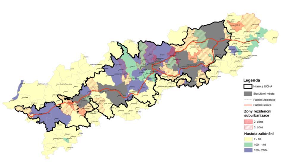 ITI ÚChA Polycentrická vysoce urbanizovaná metropolitní oblast 5 statutárních měst