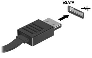 Použití zařízení esata Port esata připojuje volitelnou vysoce výkonnou komponentu esata, jako je například externí pevný disk esata.