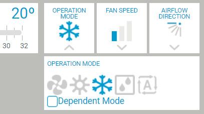 d e f g h Možnost Dependent mode (Závislý režim) je pltná pro některé vnitřních jednotky. Pokud vyberete tuto možnost, jednotk neurčí svůj vlstní režim, le bude závist n své hlvní (řídicí) jednotce.