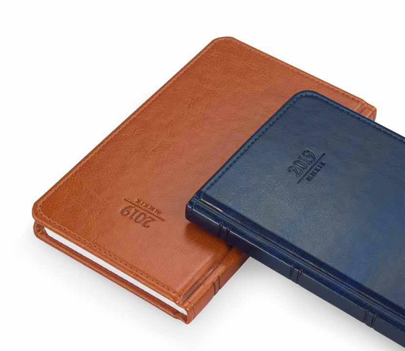 52 2019 Diaries & notebooks Elegant Atlas, Kastor, Gemma Advertising and branding options Blind embossing Laser gravure printing Metal or plastic label Diaries Daily 352 pages Weekly DE ATLAS