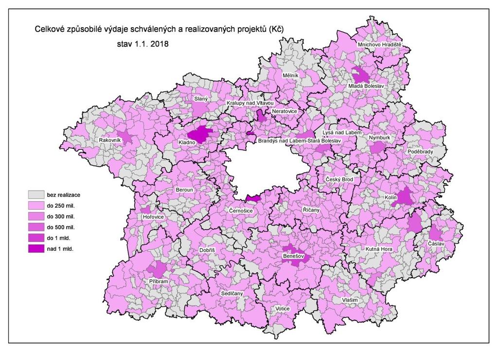 5. Analýza územního rozložení alokací z ESIF v rámci kraje Cílem této kapitoly je znázornění územního rozložení přidělených prostředků z ESI fondů, a to jak na úrovni jednotlivých obcí, tak i pro