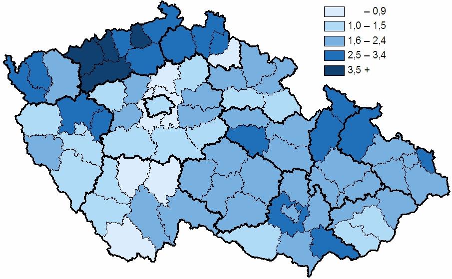 1. Průměr novorozenecké úmrtnosti za období 2005