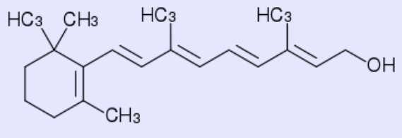 Barvivo β-karoten je provitamínem vitamínu A (retinolu, viz struktura), který patří mezi vitamíny