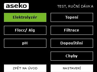 Dále zvolíme, které doplňkové funkce budeme chtít používat Test instalace V menu test ruční dávka je