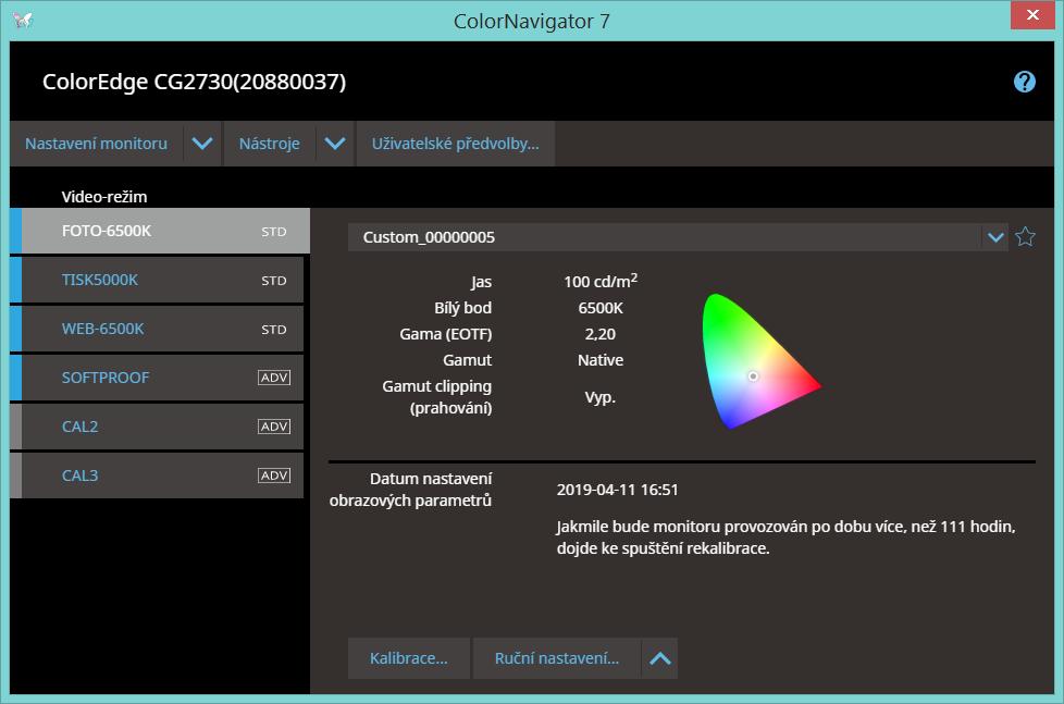 com 3) Spuštění instalace s automatickým prvním spuštěním programu ColorNavigator 7 Nyní stačí pomocí tlačítka MODE na přední liště monitoru vybrat jeden ze tří výše uvedených video-režimů