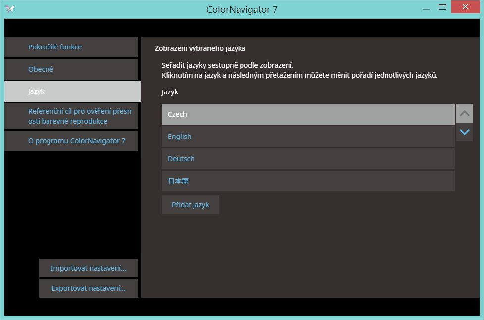 INSTALACE ČESKÉHO JAZYKA Kalibrační software ColorNavigator 7 je první kalibrační software od společnosti EIZO, který dokáže komunikovat se svými uživateli v českém jazyce.