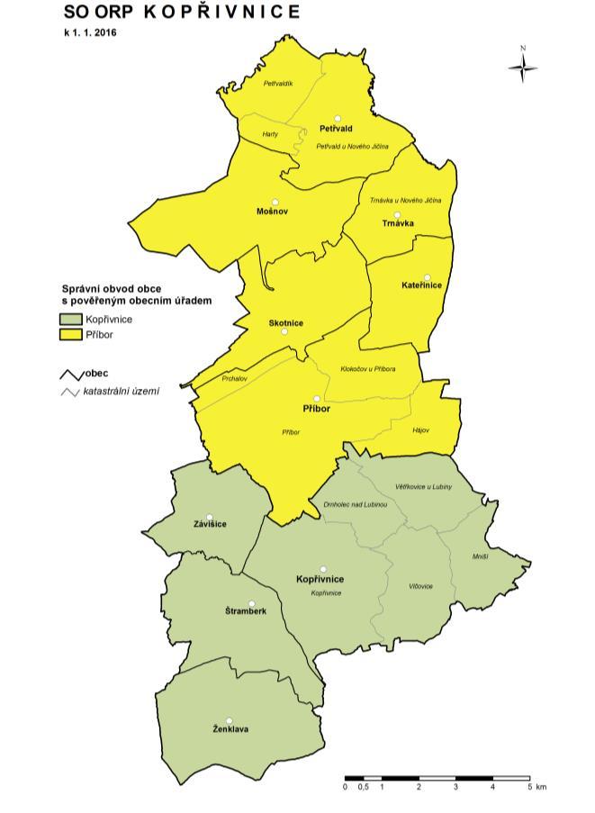 3 Charakteristika území a demografické údaje 3.1 Obec s rozšířenou působností Kopřivnice Město Kopřivnice se nachází na úpatí Moravskoslezských Beskyd ve výšce 320 m 