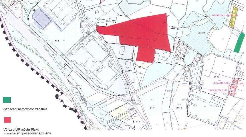 7e - Návrh na pořízení změny ÚP Písek pro části zastavitelných ploch Z1-4 a Z1-5 vymezených na částech pozemků p. č. 588/3, 588/2, 588/1, 590/2, 590/3 a na pozemcích p.