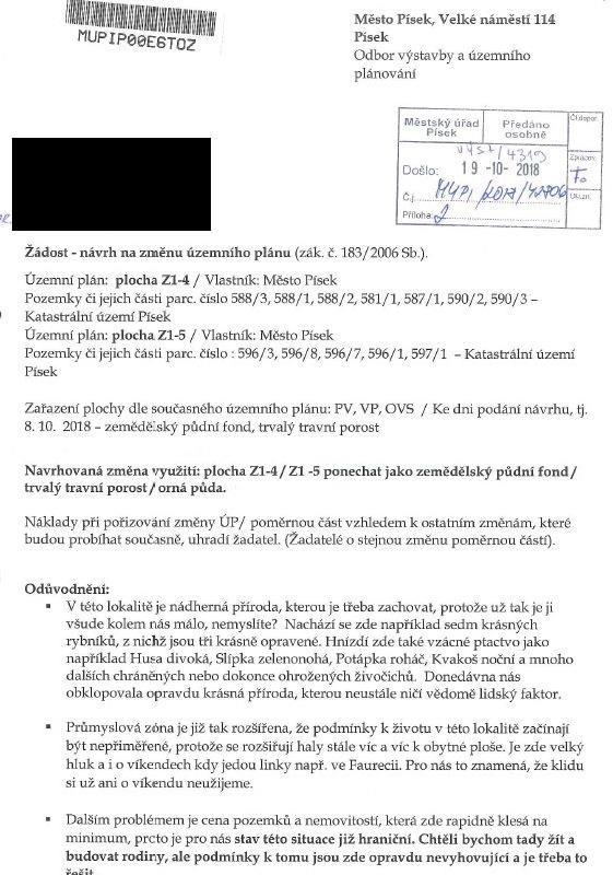 7g - Návrh na pořízení změny ÚP Písek pro části zastavitelných ploch Z1-4 a Z1-5 vymezených na částech pozemků p. č. 588/3, 588/2, 588/1, 590/2, 590/3 a na pozemcích p.