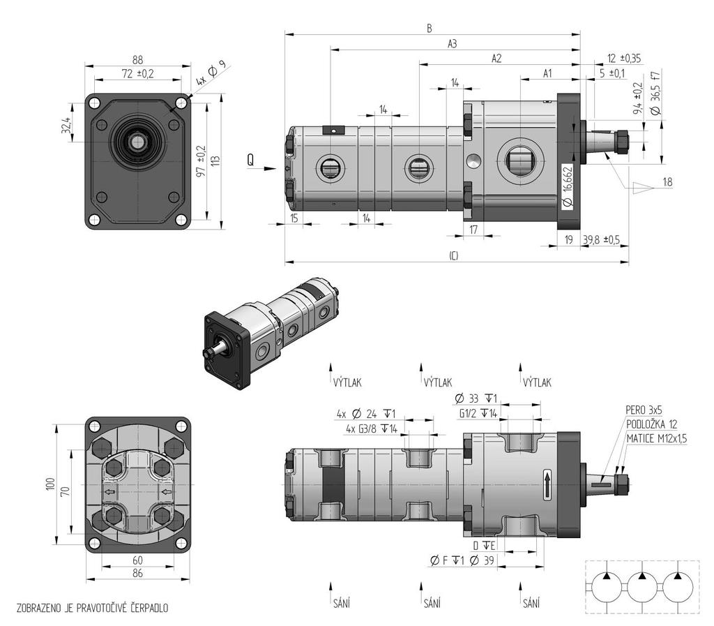 Katalogové listy základních provedení řady Bližší informace o čerpadlech řady P23 viz příslušný katalog -16/P23-2,5/2,5-1C1-SG4G3/G2G2/G2G2-N -16/P23-2,5/2,5-1C1-SG4G3/G2G2/G2G2-N