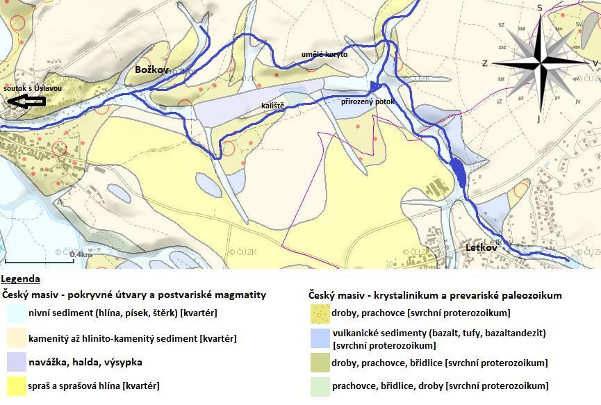 METODIKA Obr. 7. Geologická mapa sledovaného území Letkov - Božkov [7] 2.1.