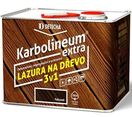 DETECHA KARBOLINEUM EXTRA LAZURA NA DŘEVO 3v1 3,5 kg 945,- Fungicidní nátěr na dřevo KARBOLINEUM EXTRA, moderní impregnační nátěrová hmota s dekorativními vlastnostmi.