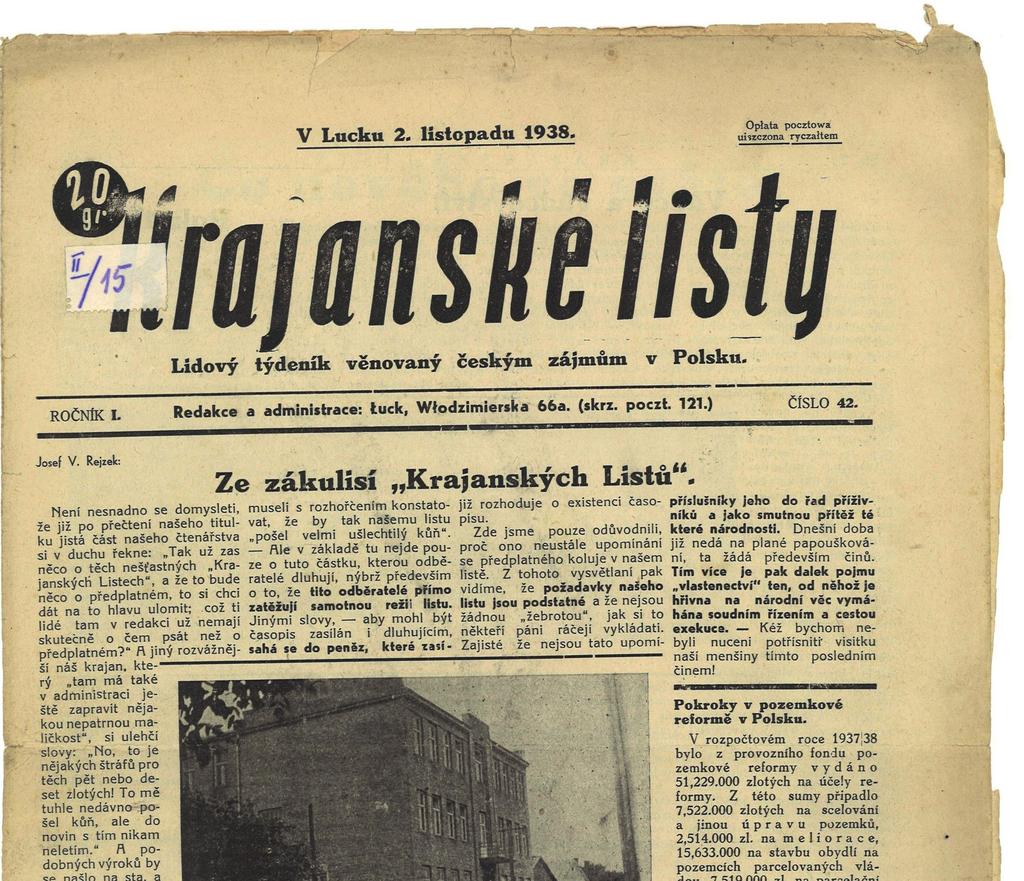 1936 Týdeník Krajanské listy