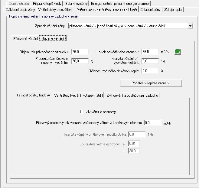 POMOCNÝ VÝPOČET F2 PODÍL NUCENÉHO VĚTRÁNÍ (NONSTOP 100%, NZÚ 70,8 %) TĚSNOST