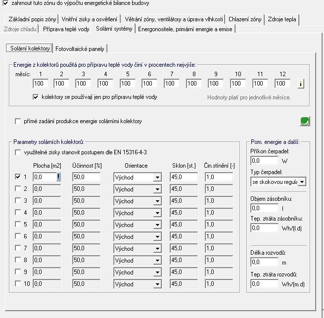 SOLÁRNÍ KOLEKTORY VÝROBA TEPLA PODÍL VYUŽITÍ PRO TV P=25+2*A [W]