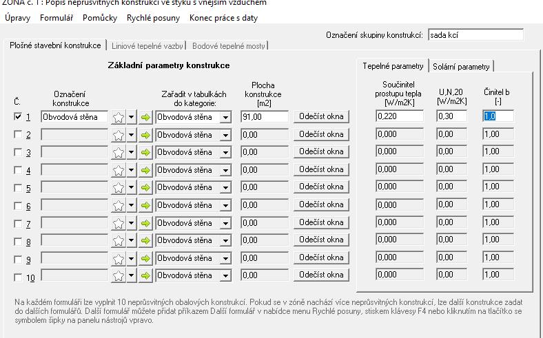 BĚŽNĚ 1 / VYPLNIT ÚDAJE O KONSTRUKCI NA STYKU S