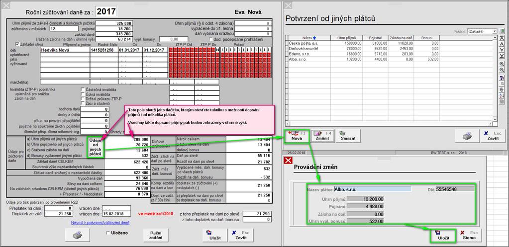 HROMADNÝ TISK VÝPOČTŮ ROČNÍHO ZÚČTOVÁNÍ DANĚ Tisk výpočtu můžete provádět také hromadně - pro všechny zaměstnance, kterým jste již vypočetli a uložili RZD, a to tak, že v zaměstnancích v