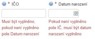 3 Zobrazení chyb ve formuláři V průběhu vyplňování formuláře jsou kontrolovány vkládané hodnoty do jednotlivých polí.