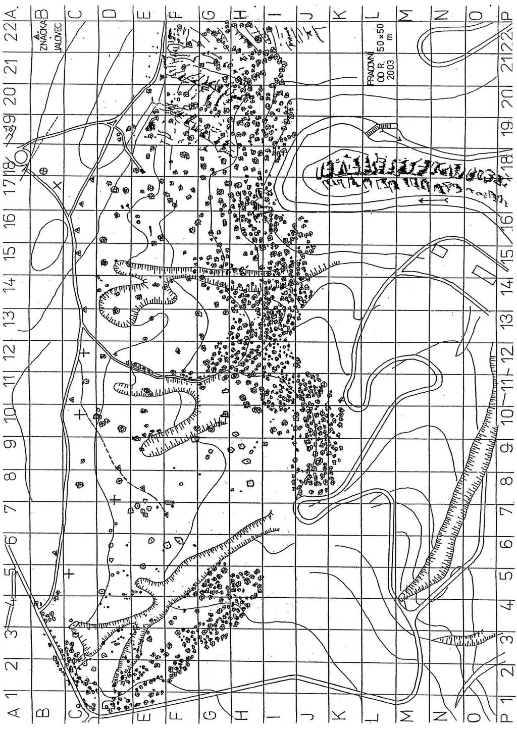 3 Mapa části NPR Mohelenská hadcová step s vyznačenými odběrovými plochami. Stav odpovídá roku 3.