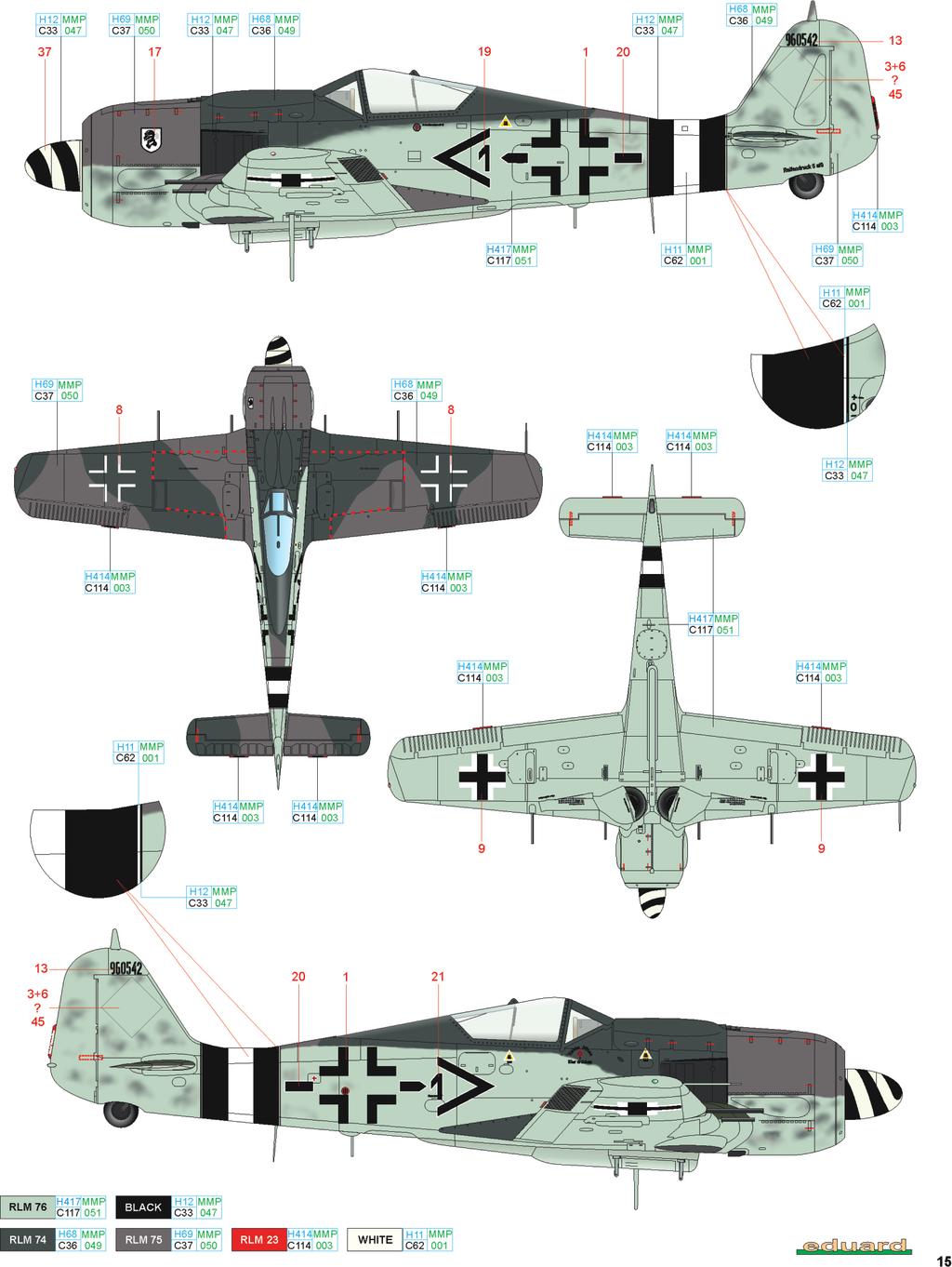 E W.Nr. 960542, Stab/JG 4, Jüterbog-Damm, Německo, jaro 1945 Štábní jednotka JG 4 používala v bojích proti Spojencům stroje Fw 190D-9, tento Fw 190A-8 sloužil pravděpodobně jako záložní.