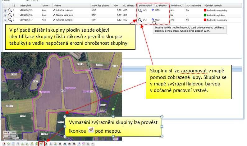 Principy kontroly eroze v LPIS 3 Zobrazení skupiny