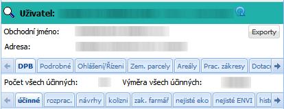 Export pozemků do GPS hromadně za subjekt Okno pro spuštění hromadných exportů za subjekt se otevře tlačítkem Exporty na panelu