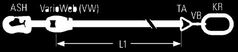 tvořeny kovovým závěsným kruhem, speciálními zkracovacími spojkami, tetilními spojovacími pásy a háky LS nebo odnímatelnými ASH Je možné vytvořit různé sestavy podle požadavku zákazníka technické