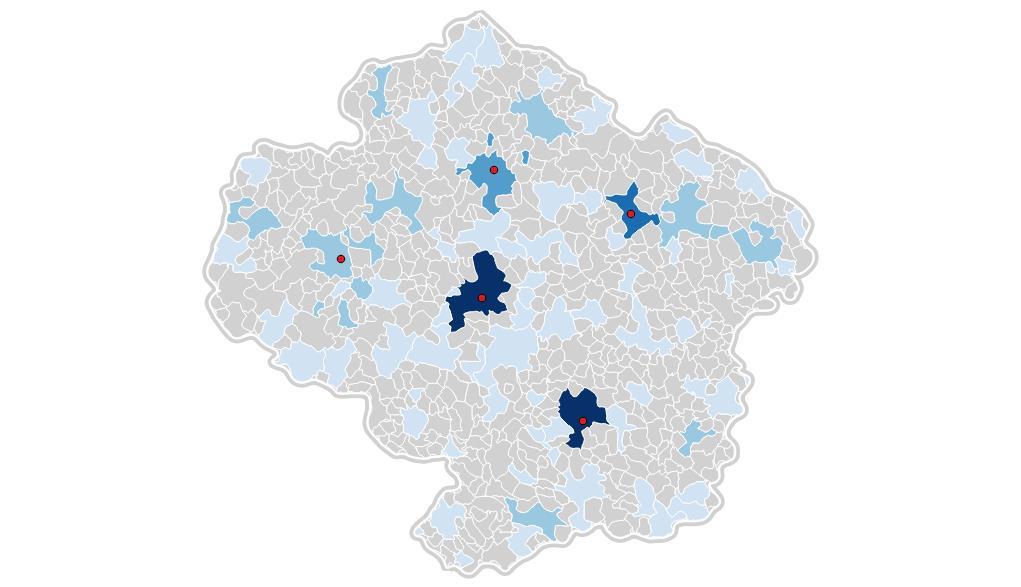 Primární péče Počet úvazků praktického lékaře (dle obcí) Základnu poskytování zdravotní péče v