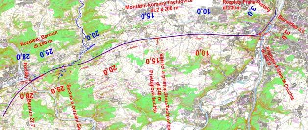 Návrhová rychlost daného úseku by měla dosahovat až 300 km/h, trať bude sloužit pro osobní i zvláštní nákladní dopravu. Obr.