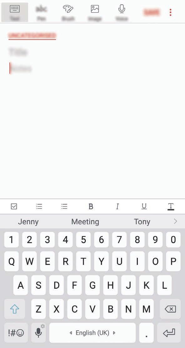 Aplikace a funkce Samsung Notes Úvod Vytvářejte poznámky zadáváním textu na klávesnici nebo psaním či kreslením na obrazovce. Do poznámek můžete také vkládat snímky nebo záznamy hlasu.