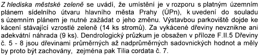 Nové parkovištì v plochách stávající zelenì je možné až po prùkazu, že zrušené parkovištì není potøeba, resp.